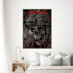 metallica m72 world tour september 22 2024 mexico city estadio gnp seguros aztec skull warrior poster canvas wall art 3