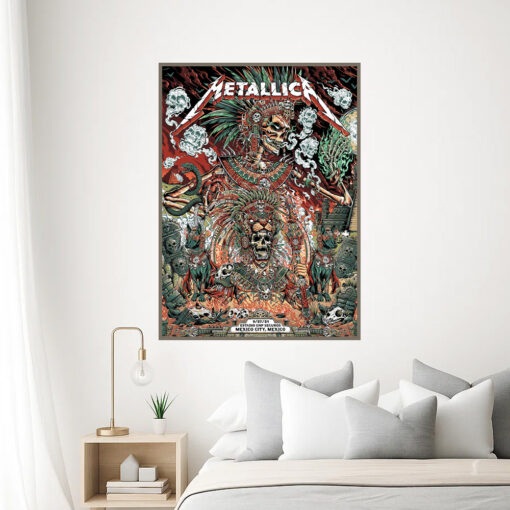 metallica m72 world tour september 27 2024 mexico city estadio gnp seguros aztec fire warrior poster canvas wall art 3