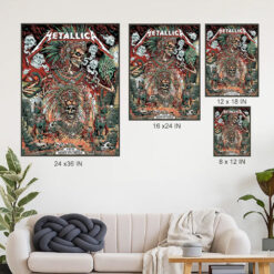 metallica m72 world tour september 27 2024 mexico city estadio gnp seguros aztec fire warrior poster canvas wall art 4