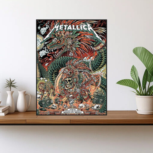 metallica m72 world tour september 29 2024 mexico city estadio gnp seguros feathered serpent aztec dragon poster canvas wall art 1