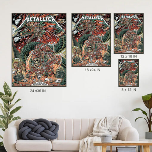 metallica m72 world tour september 29 2024 mexico city estadio gnp seguros feathered serpent aztec dragon poster canvas wall art 4