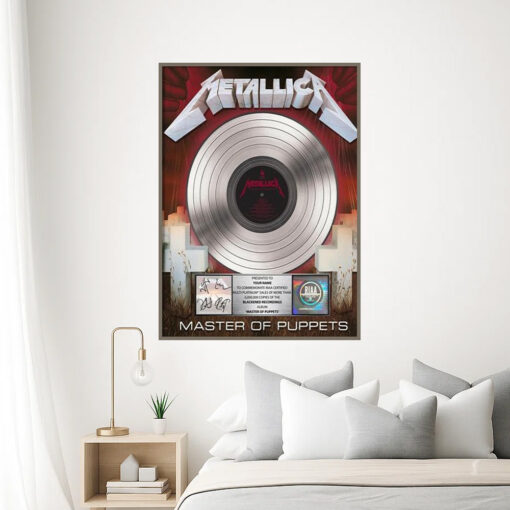 metallica master of puppets platinum award poster riaa certified plaque signed replica 3