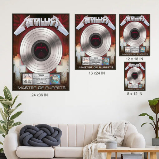 metallica master of puppets platinum award poster riaa certified plaque signed replica 4