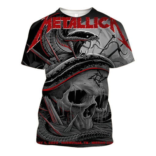 metallica may 1 nashville 3d aop tour shirt skull serpent design 1