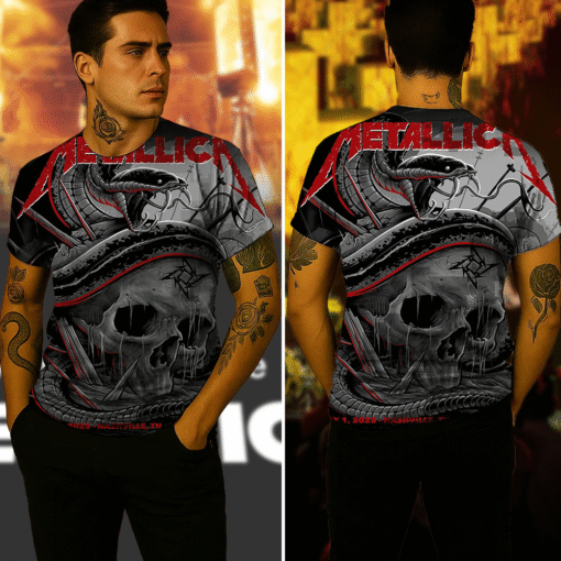 metallica may 1 nashville 3d aop tour shirt skull serpent design 4