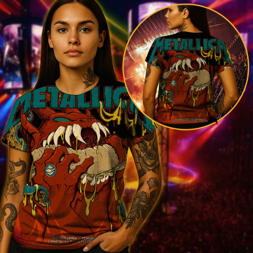 metallica may 23 2025 monster eat burger 3d aop shirt 3
