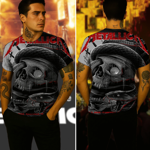 metallica may 3 nashville skull snake tour 3d aop shirt 4