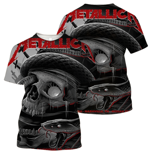 metallica may 3 nashville skull snake tour 3d aop shirt