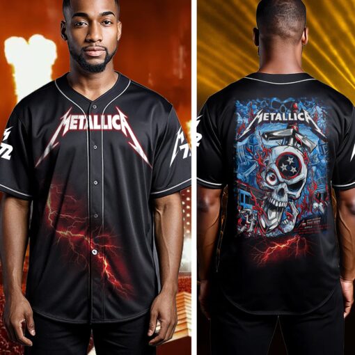 metallica nashville 2025 baseball jersey skullfire titans at nissan stadium 2