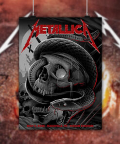 metallica nashville 2025 poster snake skull death art canvas may 3 m72 tour 2