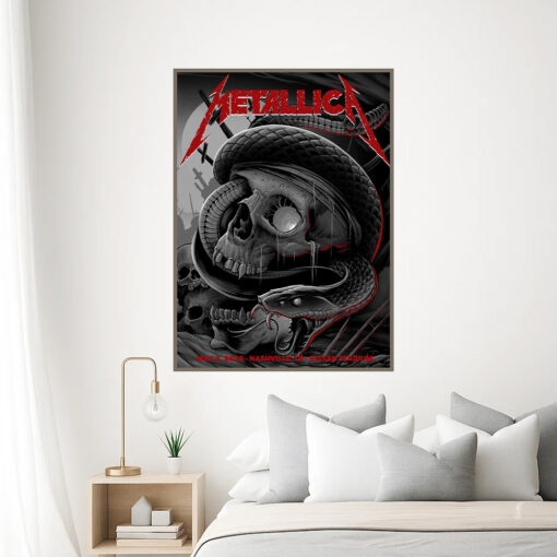 metallica nashville 2025 poster snake skull death art canvas may 3 m72 tour 3