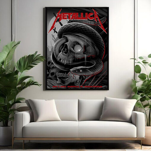 metallica nashville 2025 poster snake skull death art canvas may 3 m72 tour