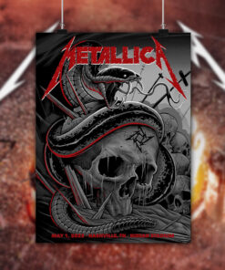 metallica nashville 2025 poster snake strike skull canvas art may 1 m72 tour 2