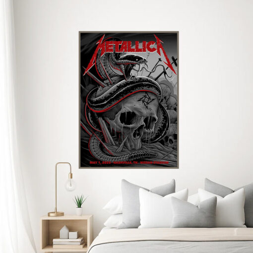 metallica nashville 2025 poster snake strike skull canvas art may 1 m72 tour 3