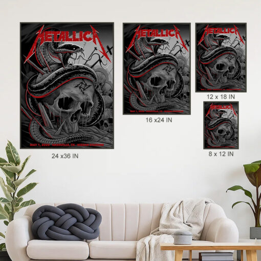 metallica nashville 2025 poster snake strike skull canvas art may 1 m72 tour 4