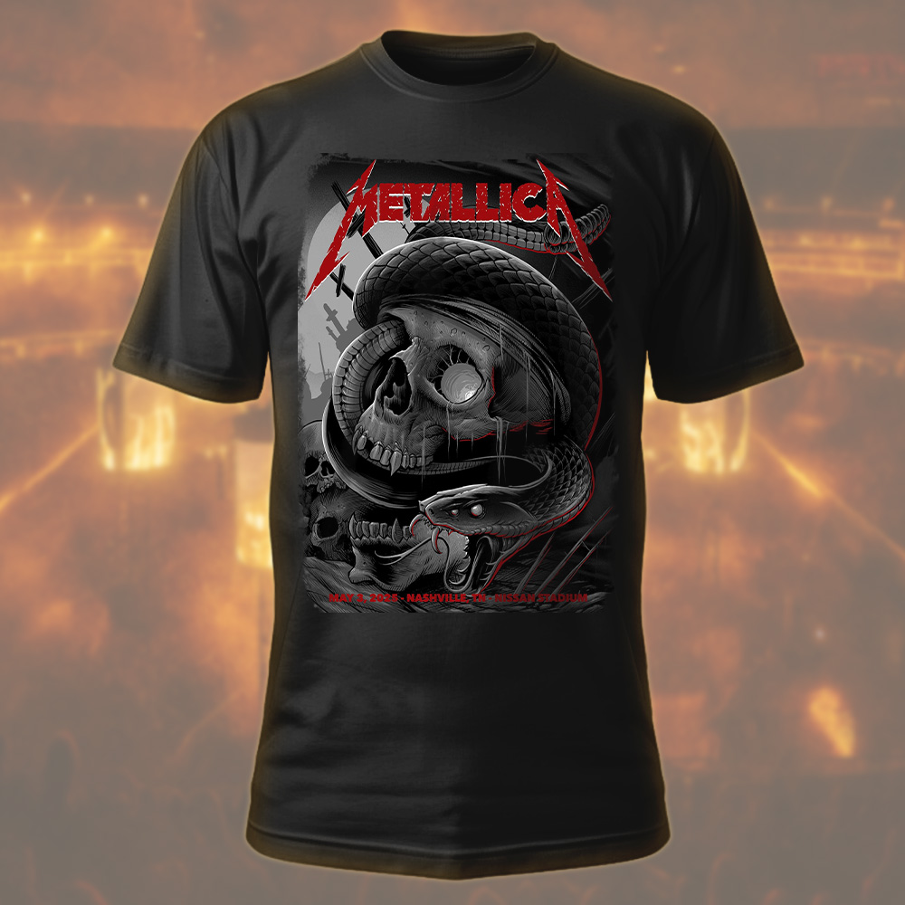 metallica nashville 2025 serpent skull tee official m72 tour shirt 1