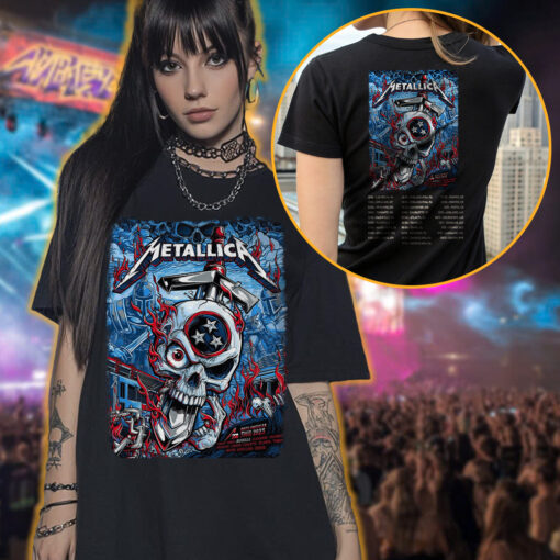 metallica nashville 2025 skull badge tee m72 world tour shirt may 3 2025 3