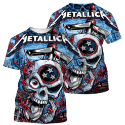 metallica north america 2025 burning skull armor 3d aop shirt
