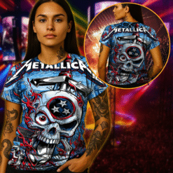 metallica north america 2025 burning skull armor 3d aop shirt 3
