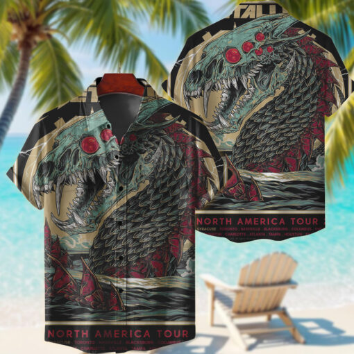 metallica north america tour 2025 hawaiian shirt sea serpent skull edition