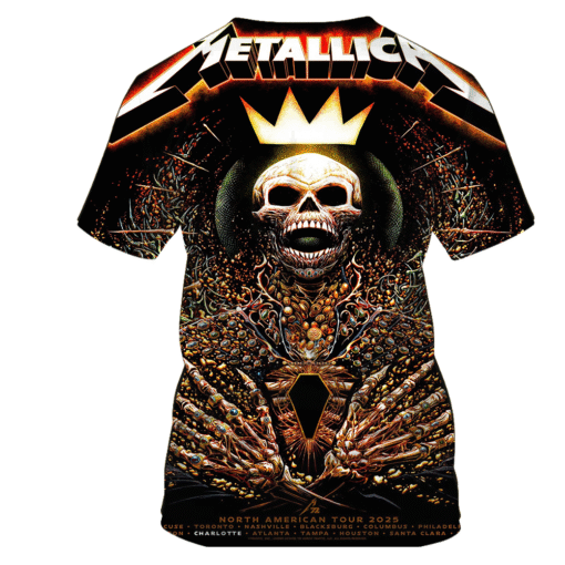 metallica north american 2025 crown skeleton 3d aop shirt 2