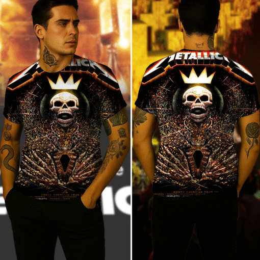 metallica north american 2025 crown skeleton 3d aop shirt 4