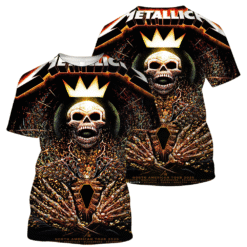 metallica north american 2025 crown skeleton 3d aop shirt