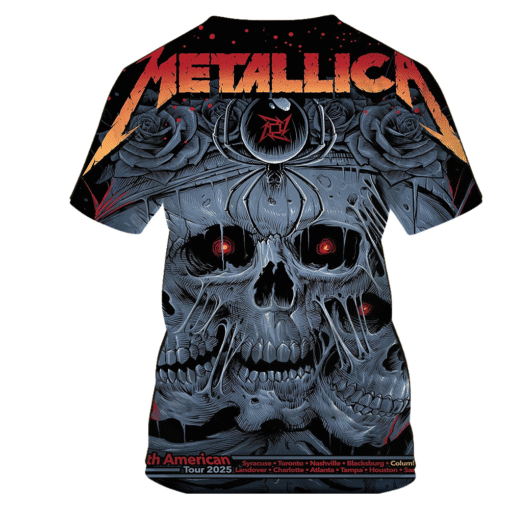 metallica northamericantour2025 tripleskull art 3d aop shirt 2
