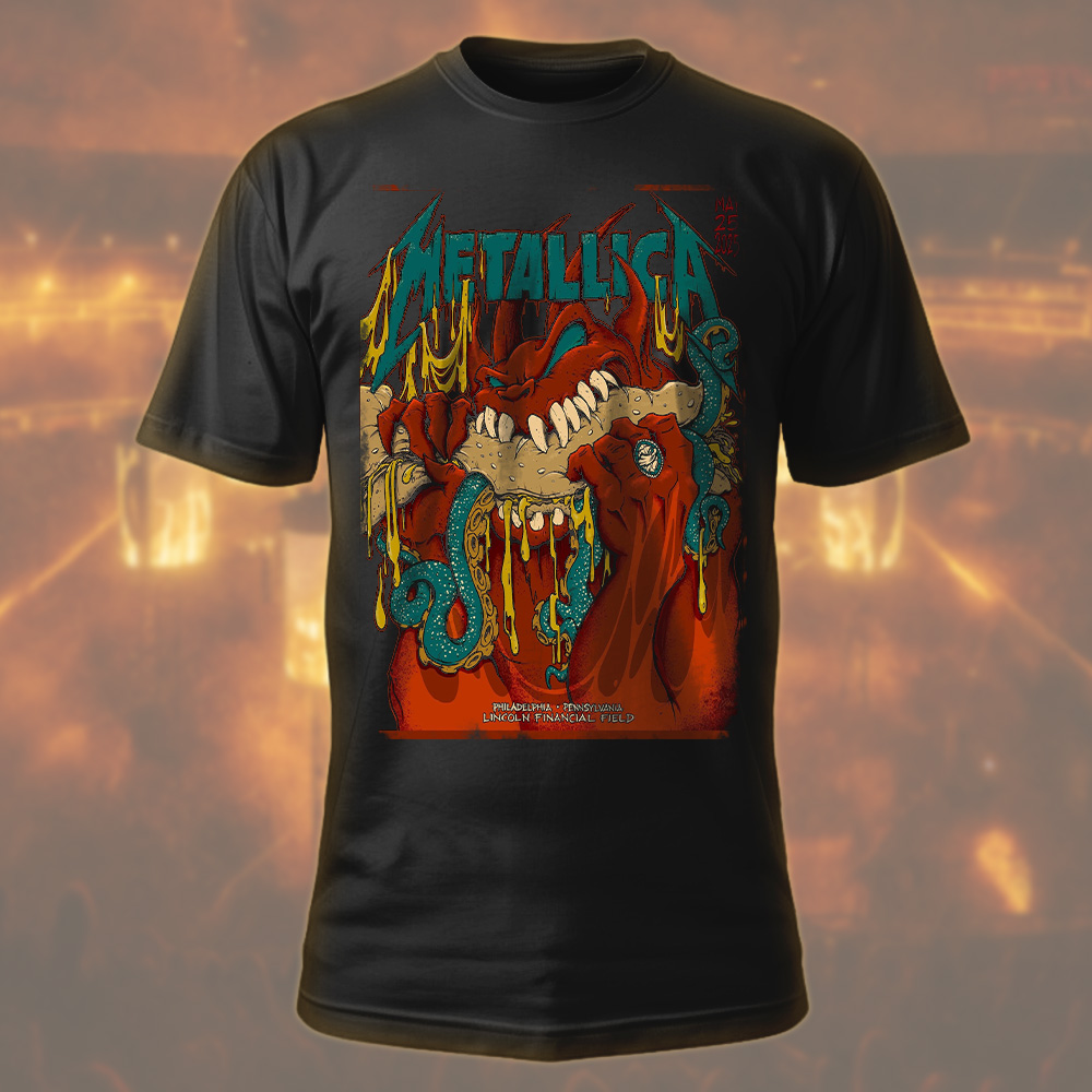 metallica philadelphia 2025 art tee meltdown demon serpent graphic shirt 1