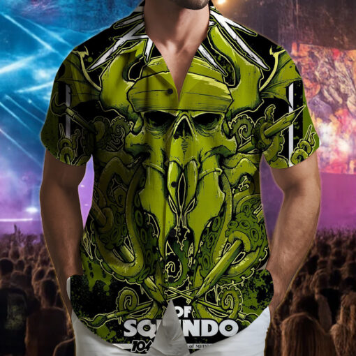 metallica squindo art hawaiian shirt 104 seasons skull octopus design