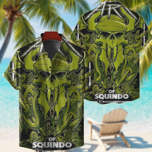 metallica squindo art hawaiian shirt 104 seasons skull octopus design