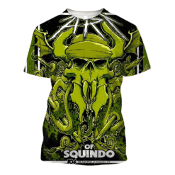 metallica squindo art shirt 3d aop skull tentacle green demon painter tee 1
