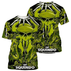 metallica squindo art shirt 3d aop skull tentacle green demon painter tee