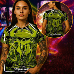 metallica squindo art shirt 3d aop skull tentacle green demon painter tee 3