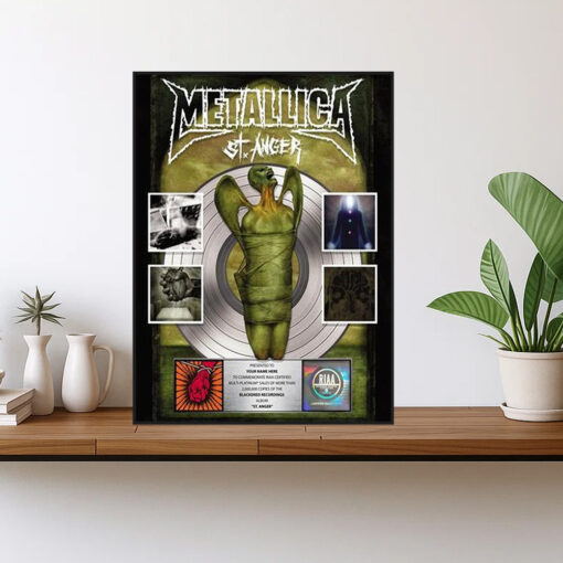 metallica st anger platinum award poster riaa certified plaque print 1