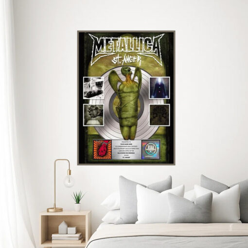 metallica st anger platinum award poster riaa certified plaque print 3