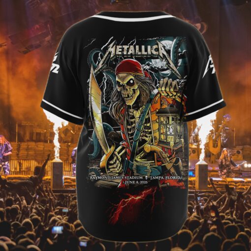 metallica tampa 2025 baseball jersey skeleton pirate live at raymond james 3