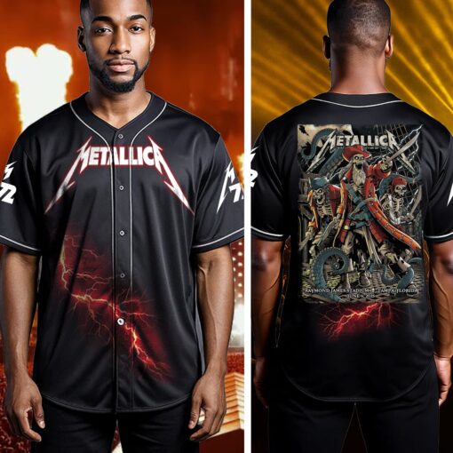 metallica tampa 2025 baseball jersey skeleton pirate raid edition 2