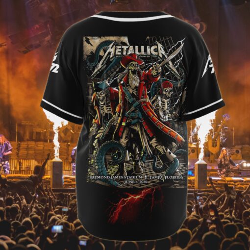 metallica tampa 2025 baseball jersey skeleton pirate raid edition 3