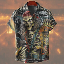 metallica tampa hawaiian shirt skeleton pirate live at raymond james june 8 2025 1