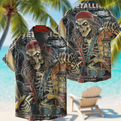 metallica tampa hawaiian shirt skeleton pirate live at raymond james june 8 2025