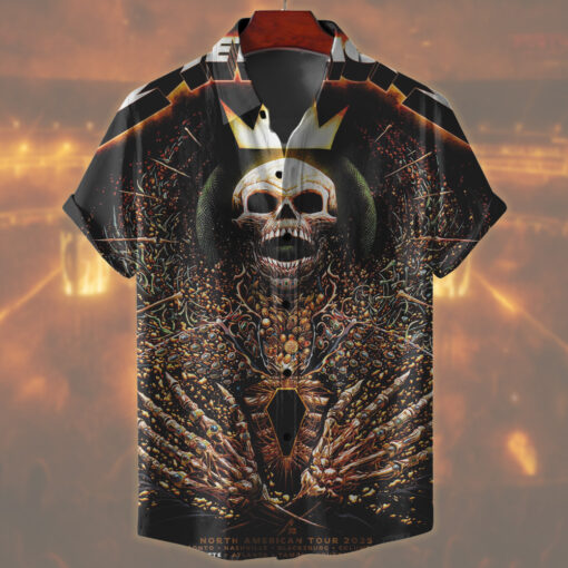 metallica tour 2025 hawaiian shirt crowned skeleton king of thorns edition 1