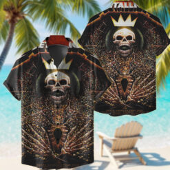 metallica tour 2025 hawaiian shirt crowned skeleton king of thorns edition