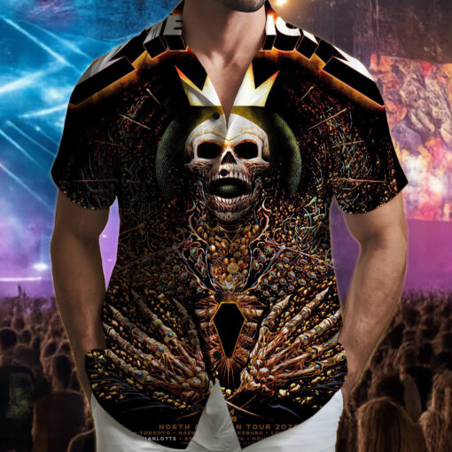 metallica tour 2025 hawaiian shirt crowned skeleton king of thorns edition