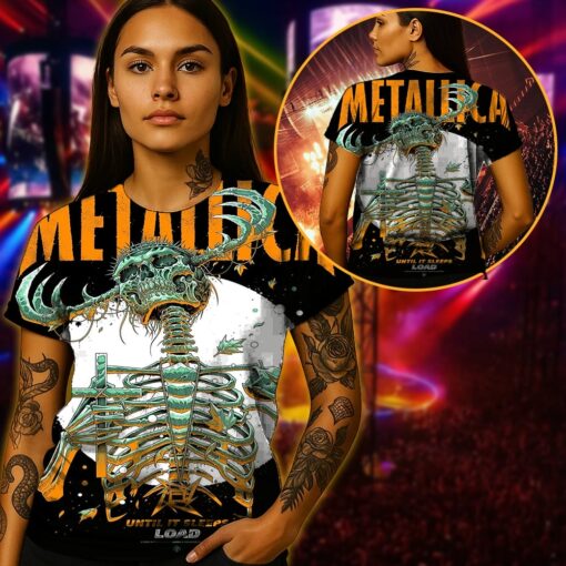 metallica untilitsleeps skeletoncross 3d aop shirt 3