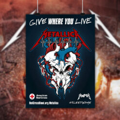 metallica x red cross poster canvas bleeding skull limited edition art by squindo 2026 2