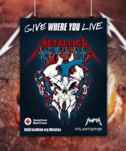 metallica x red cross poster canvas bleeding skull limited edition art by squindo 2026 2
