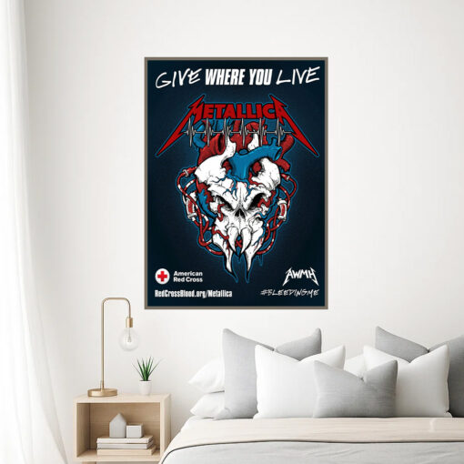 metallica x red cross poster canvas bleeding skull limited edition art by squindo 2026 3