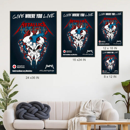 metallica x red cross poster canvas bleeding skull limited edition art by squindo 2026 4