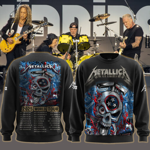 metallica m72 world tour may 1 3 2025 nashville tennessee nissan stadium flaming skull crossed hammers artwork aop sweatshirt 1